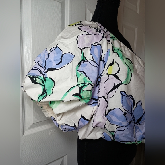 A New Day One-Shoulder Cropped Top – XXL – NWT – Floral Puff Sleeve - Picture 4 of 9